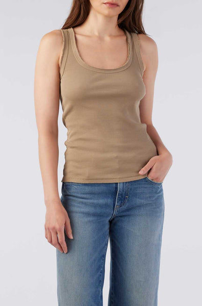 AMO Denim | Angel Rib Tank in Sand