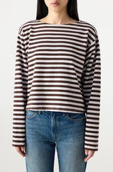 AMO Denim | Hepburn Top in Mocha/Storm Stripe