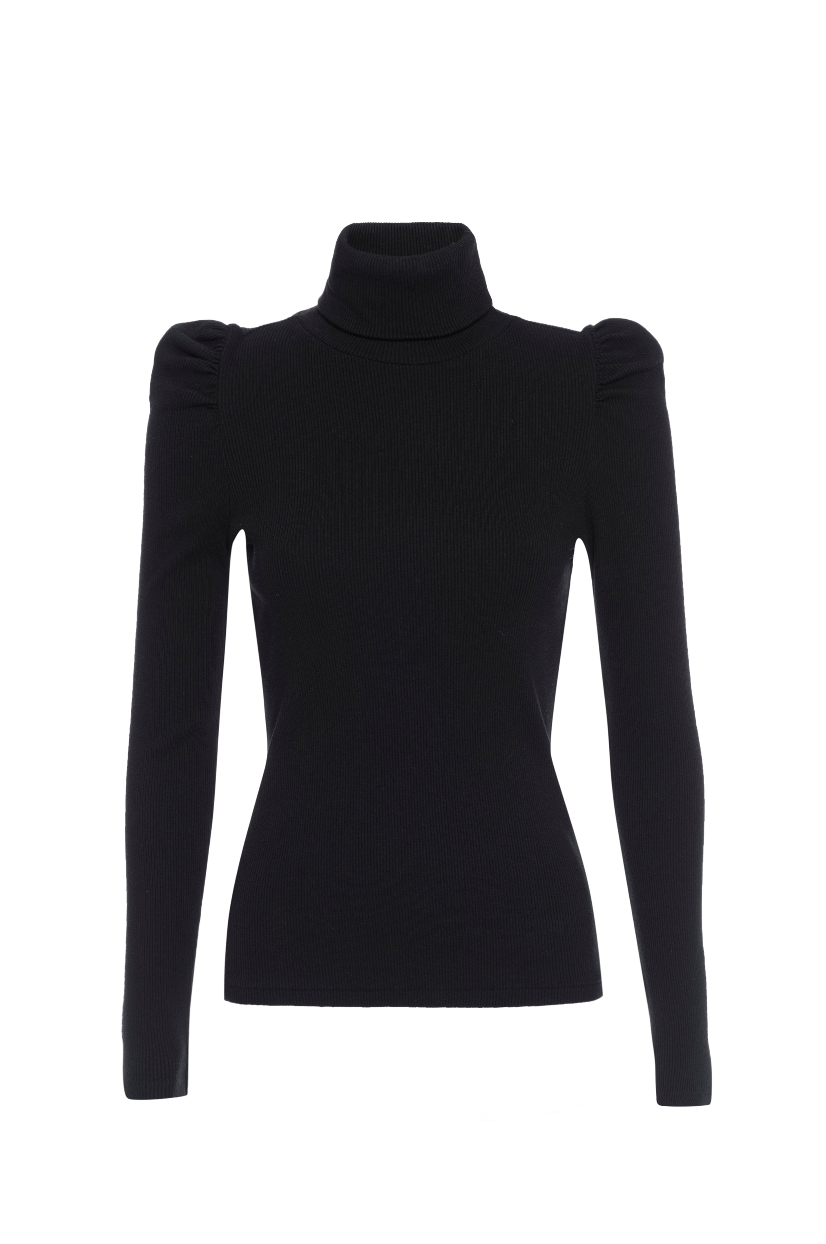 Puff Sleeve Turtleneck  Black