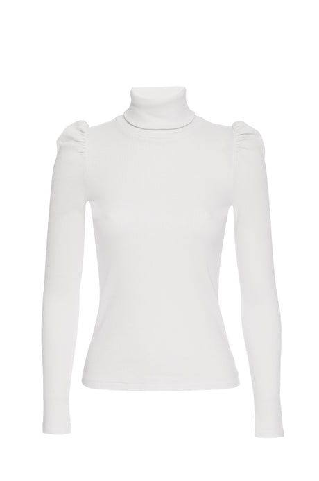 AMO Denim | Puff Sleeve Turtle Neck in Vintage White – A M O