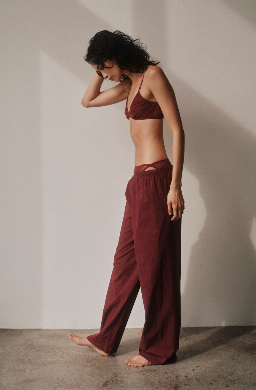 AMO Denim x KYE | Daily Triangle Bra + Mies Brief + Recline Pant in Burgundy