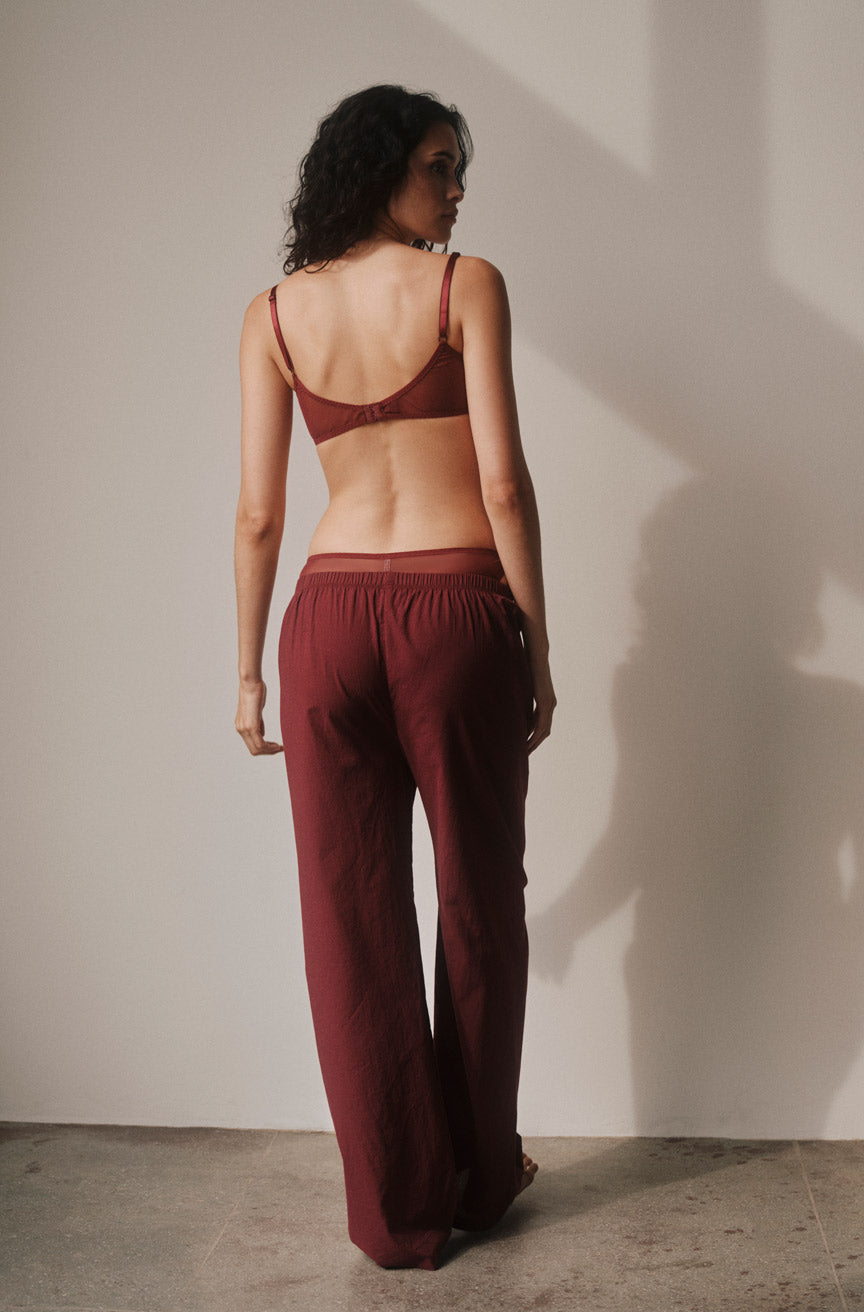 AMO Denim x KYE | Daily Triangle Bra + Mies Brief + Recline Pant in Burgundy