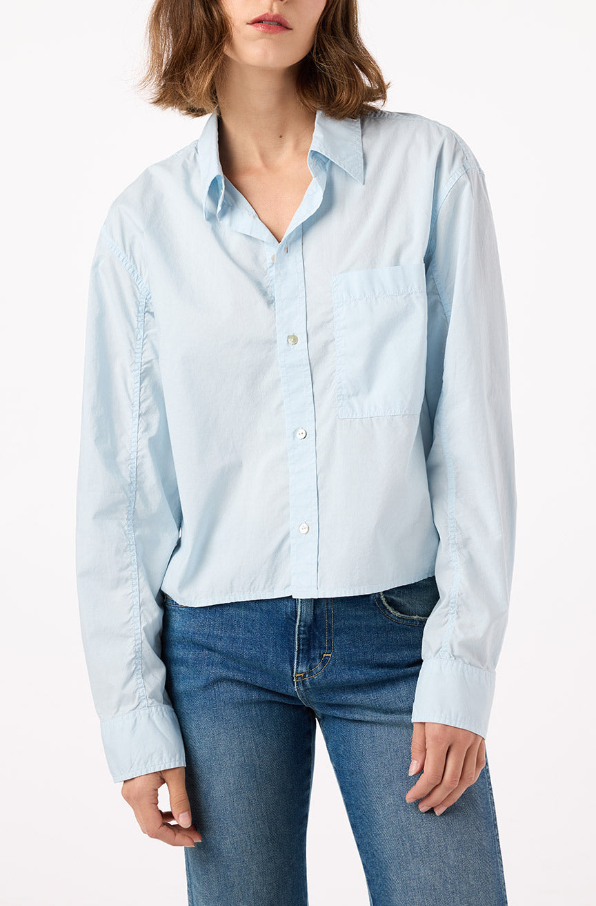 AMO Denim | Ruth Crop Shirt in Blue Bird