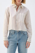 AMO Denim | Ruth Crop Shirt in Bone/Neptune Multi