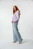 Ruth Oversized Shirt  <br> Lilac Stripe