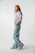 AMO Denim Ruth Oversized Shirt in Lilac Stripe