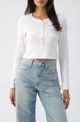 AMO Denim | Sassy Rib Henley in White