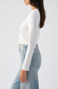 AMO Denim | Sassy Rib Henley in White