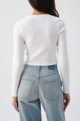 AMO Denim | Sassy Rib Henley in White