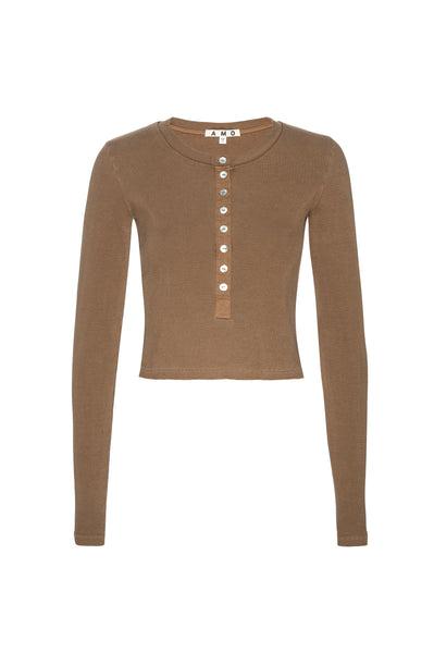 AMO Denim | Sassy Henley in Walnut