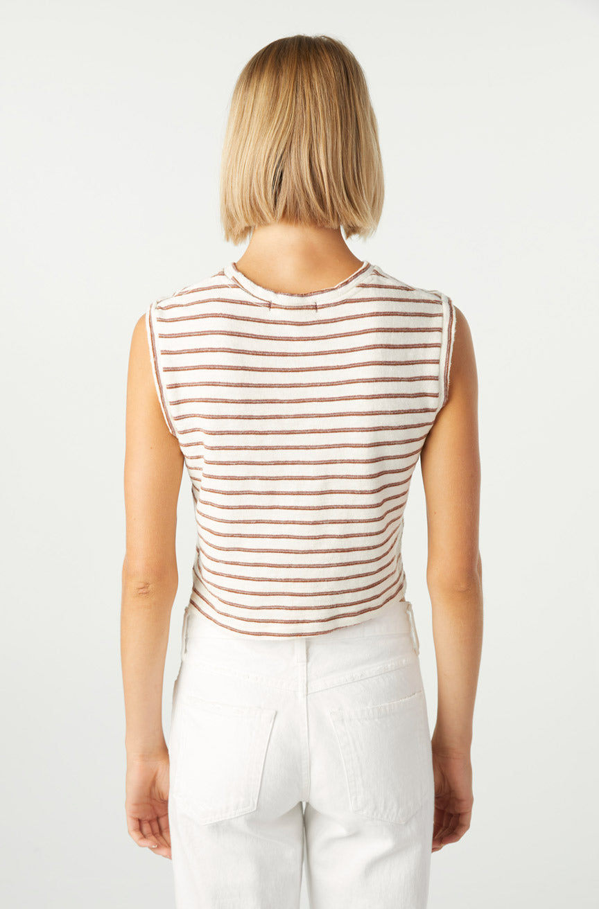 AMO Denim Sleeveless Babe Tee in Bone