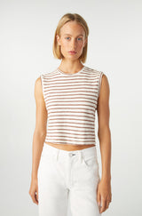 AMO Denim Sleeveless Babe Tee in Bone