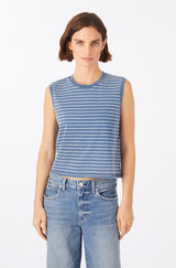 AMO Denim | Sleeveless Babe Tee in Indigo/White