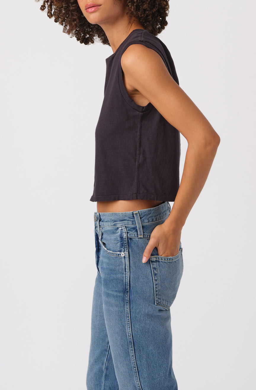 AMO Sleeveless Babe Tee in Vintage Black