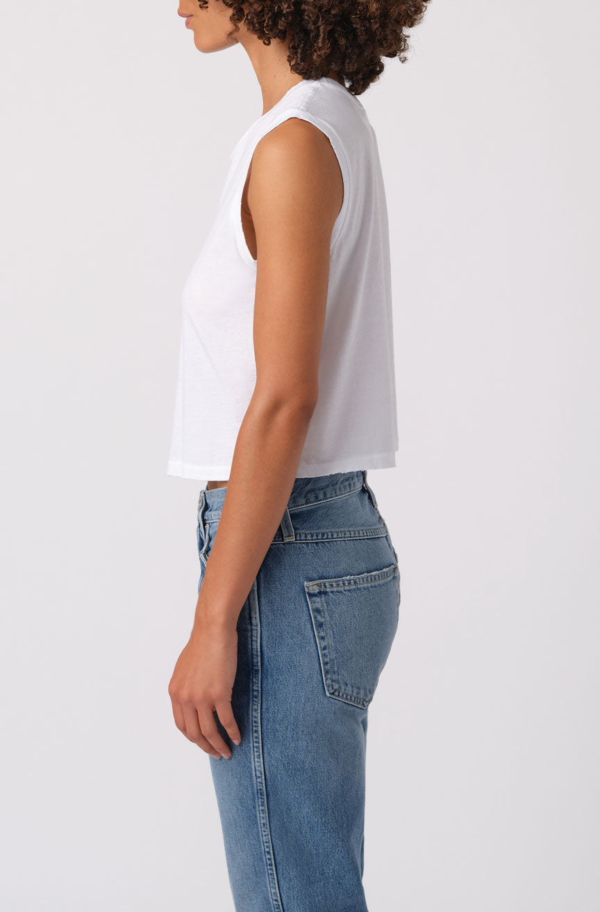 AMO Sleeveless Babe Tee in White