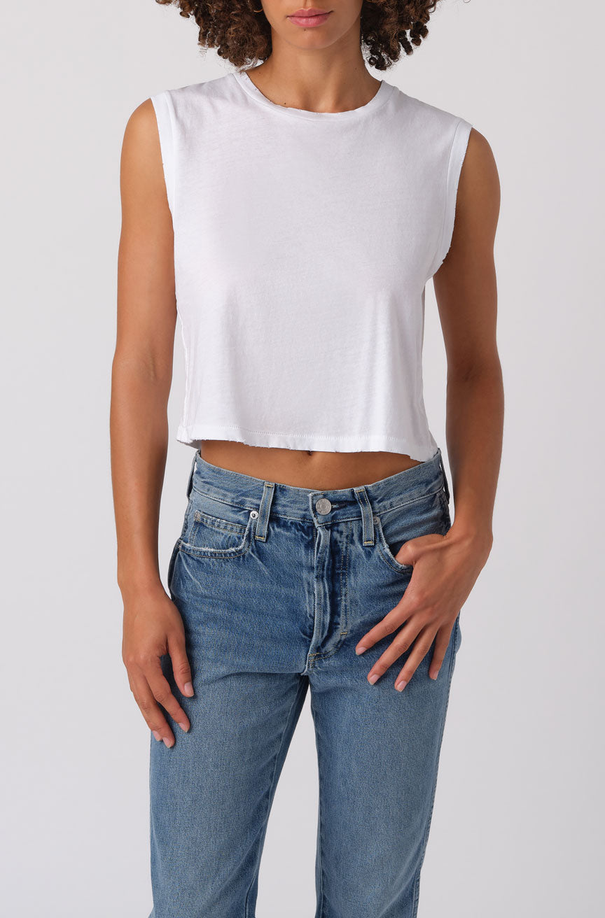 AMO Sleeveless Babe Tee in White