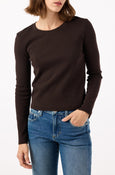 AMO Denim | Slim Rib Tee in Espresso