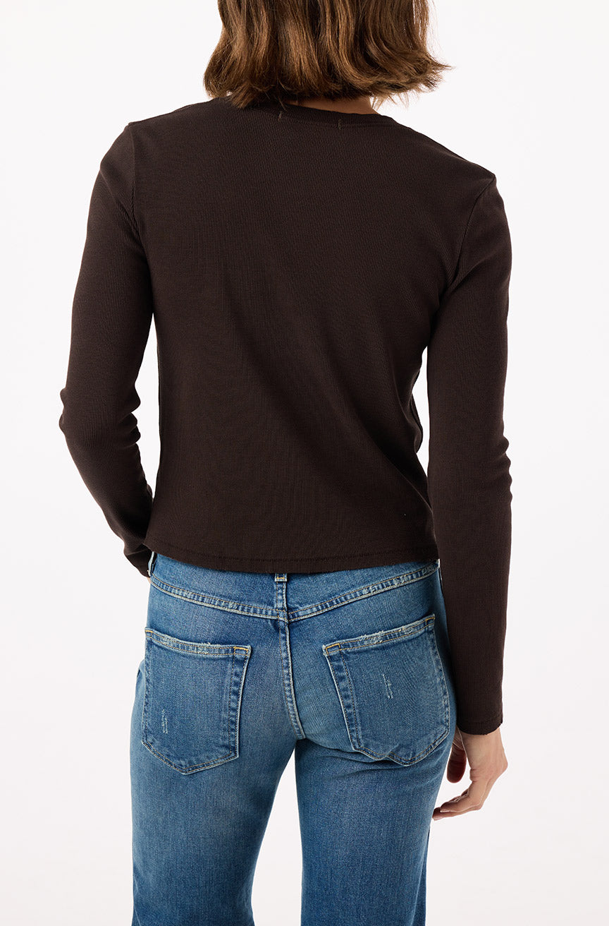 【DEARMINE】Monen Reglan Ribbed Slim Tee AMO Denim | Slim Rib Tee in Espresso – A M O