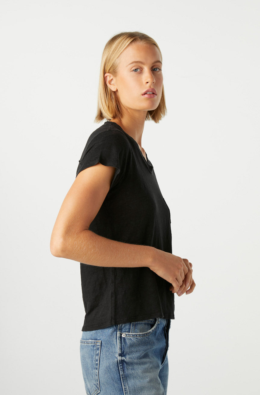AMO Denim Sweetness V Neck in Black