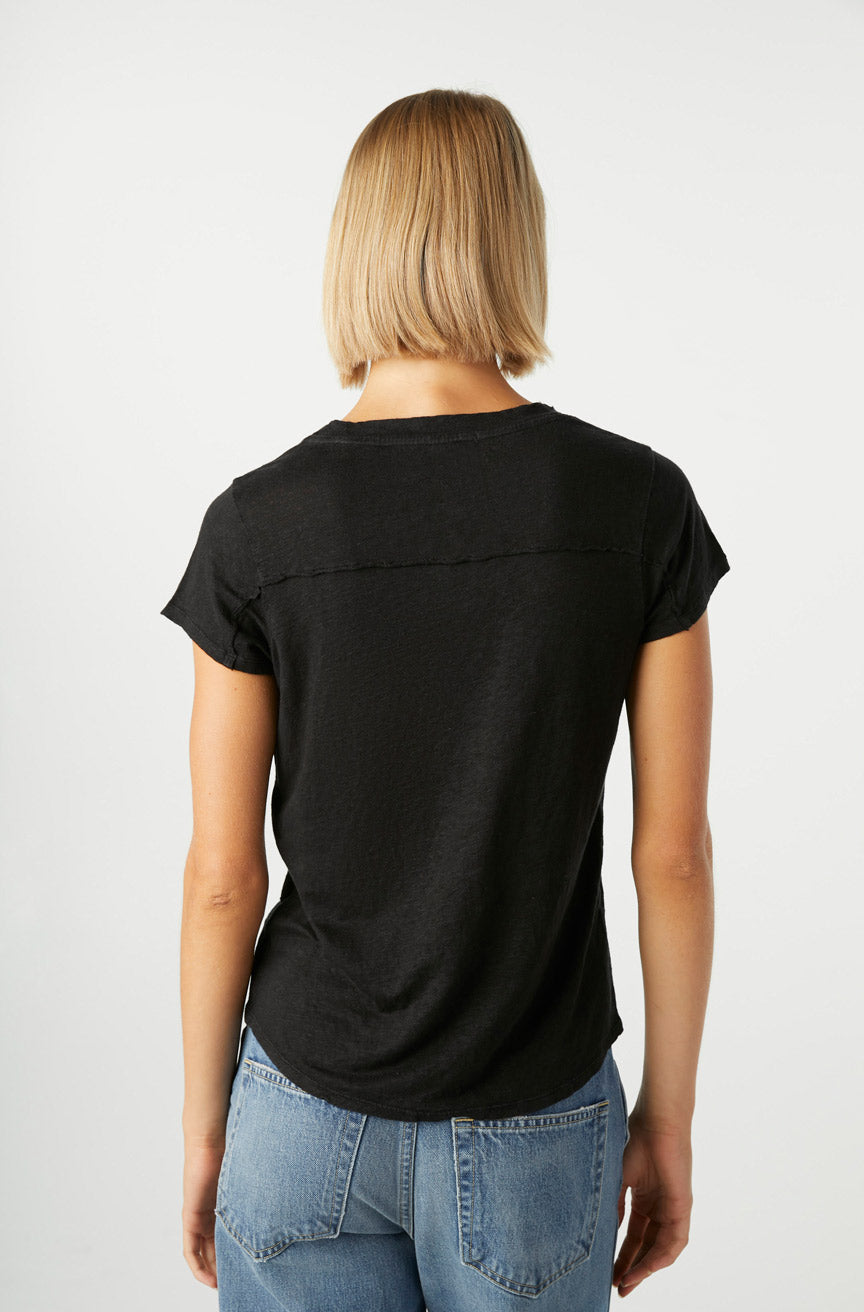 AMO Denim Sweetness V Neck in Black