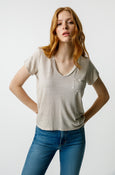 AMO Denim Sweetness V-Neck in Pumice