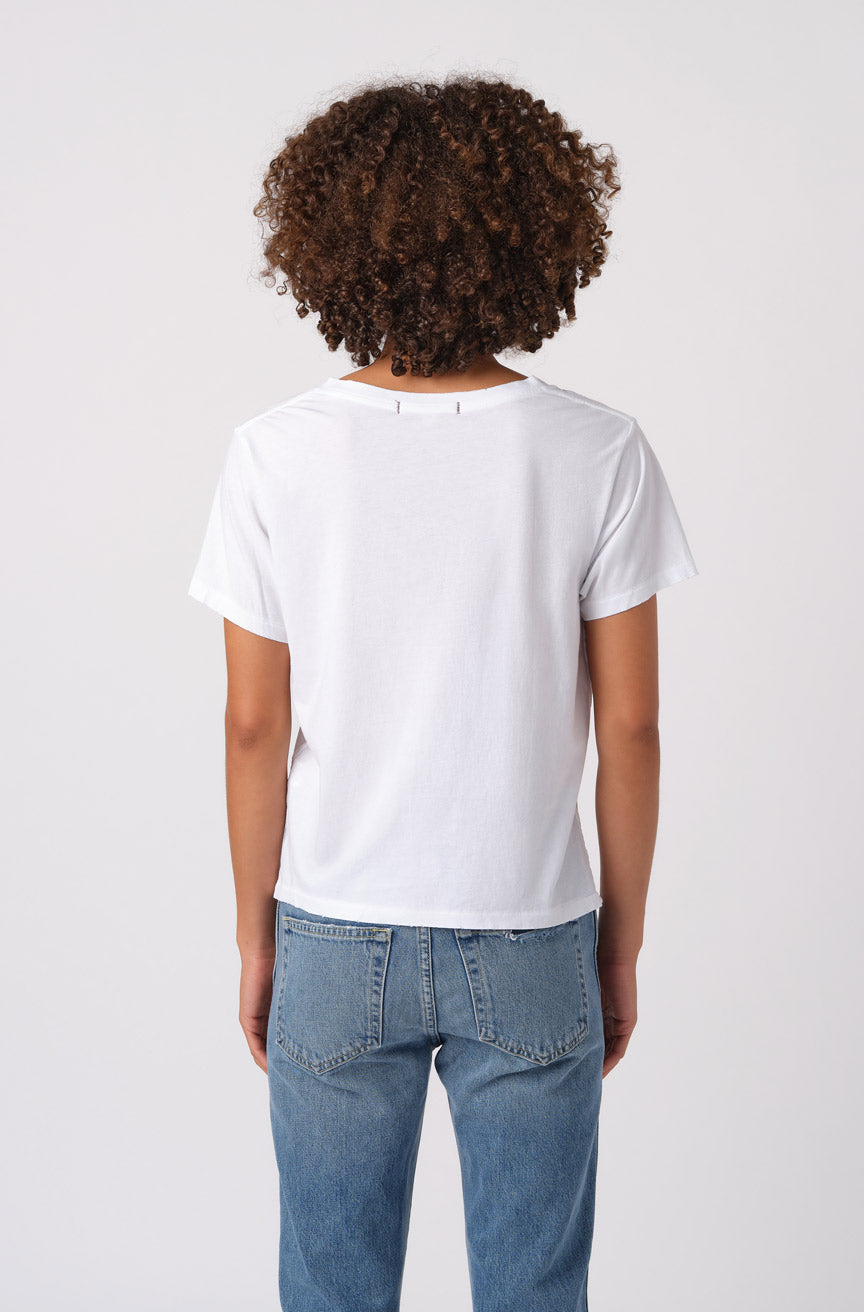 AMO Denim V-Neck Tee in White