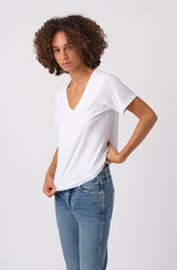 AMO Denim V-Neck Tee in White