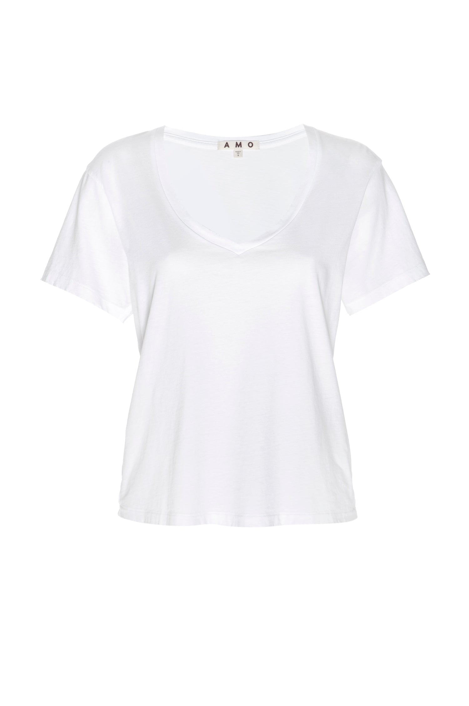 AMO Denim V-Neck Tee in White
