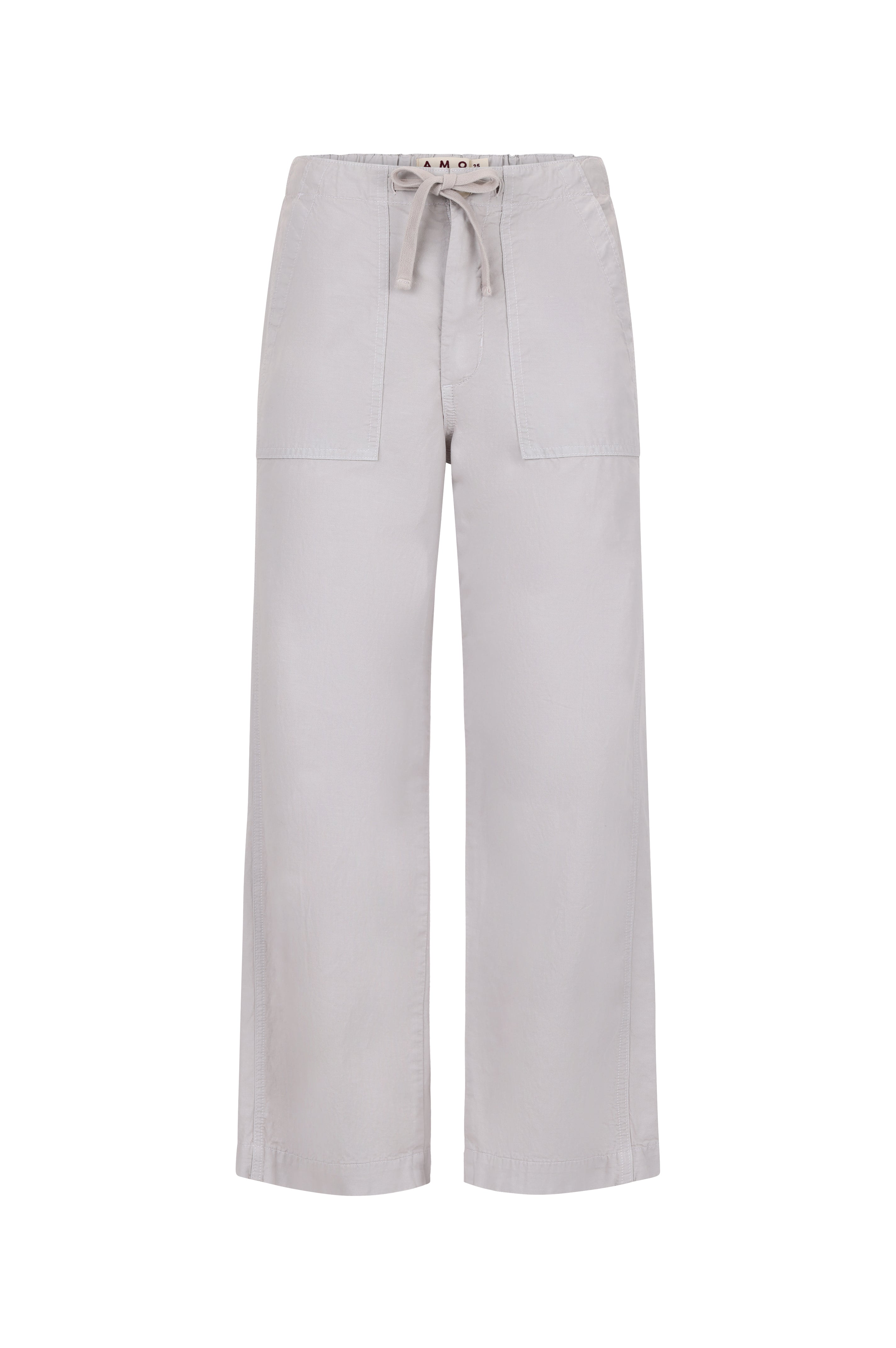 EXODUS 2TONE EASY TROUSERS GRAY×WHITE AMO Denim | Easy Drawstring Slouch Crop in Grey Quartz – A M O