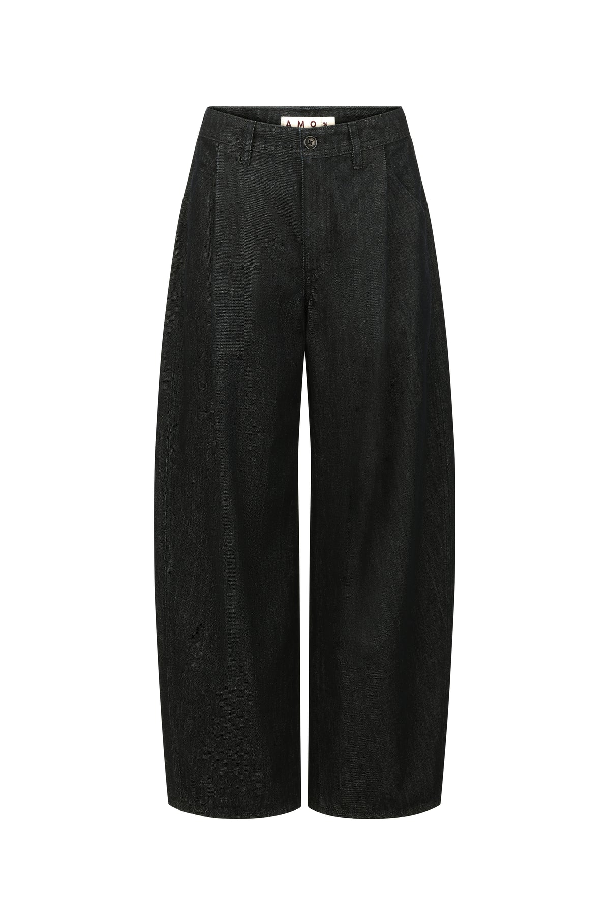 Black wide-leg cropped pants with a high waist and belt loops, shown flat against a white background.