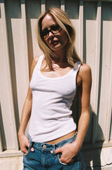 AMO Denim Layering Tank in White