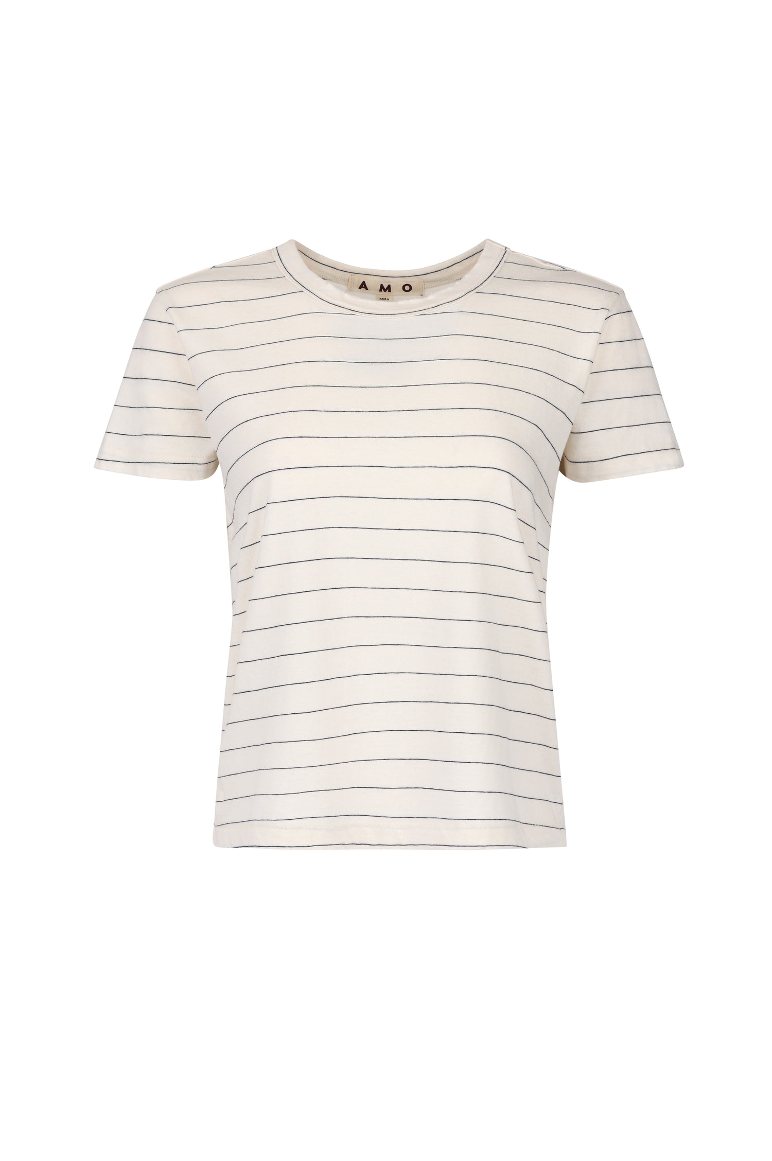 AMO Denim | Lovey Tee in Bone/Grey Stripe