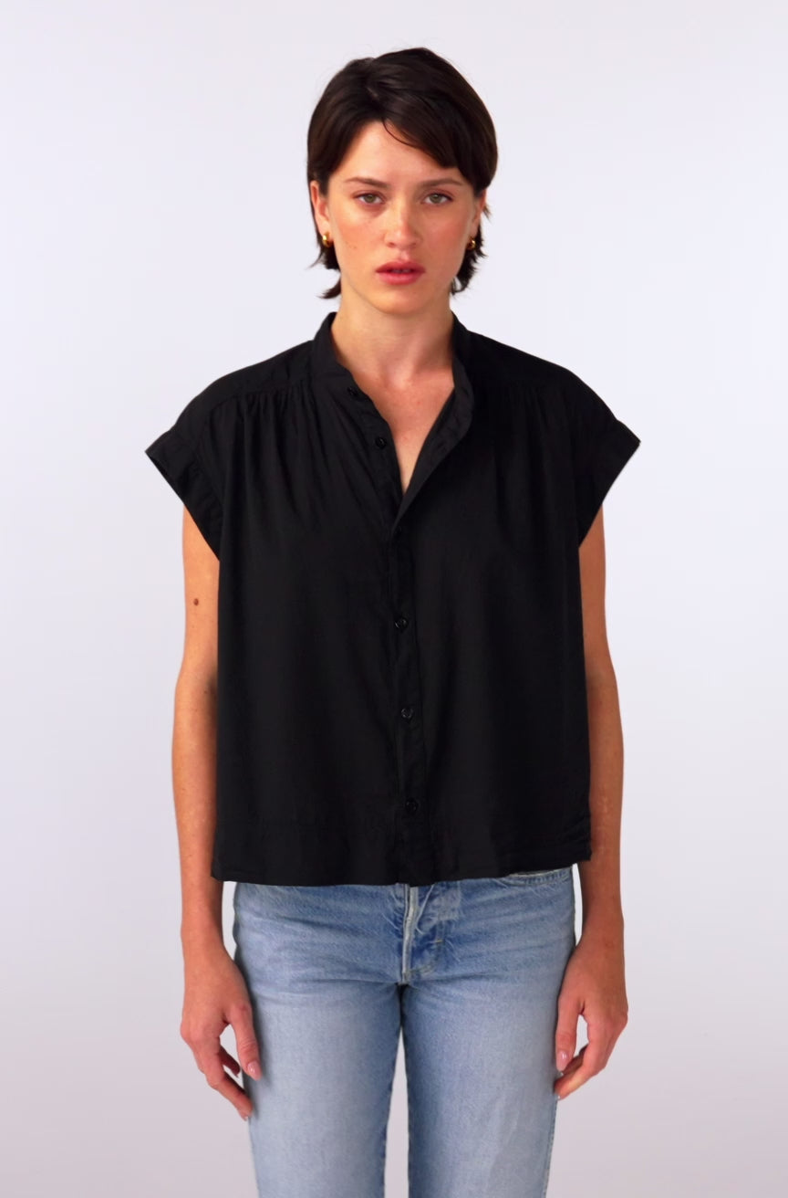 トップス Olde steader BLACK CREPE JERSEY AMO Denim | Tessa Top in Vintage Black – A M O
