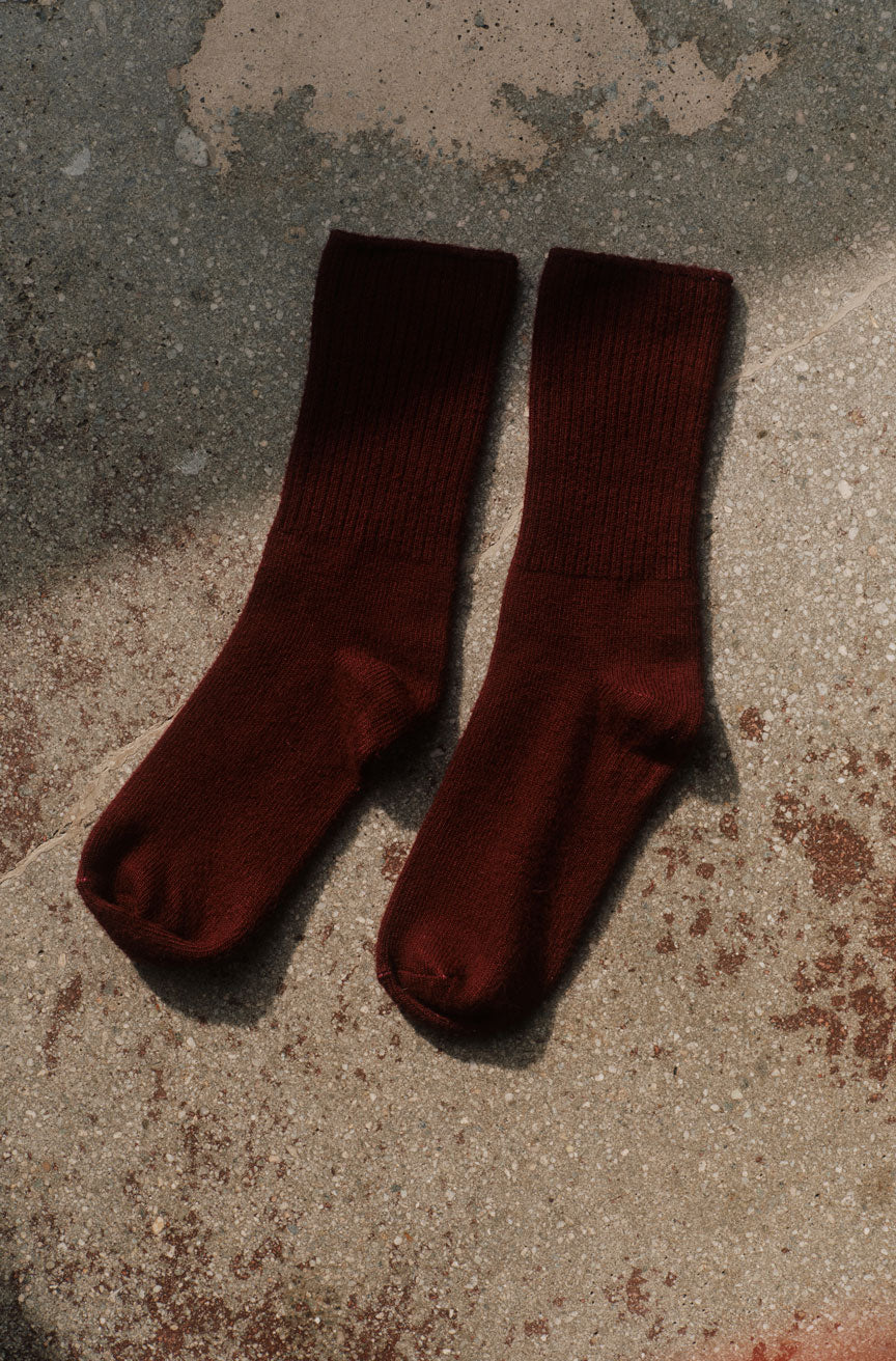 AMO Denim | Soft Rib Sock in Burgundy