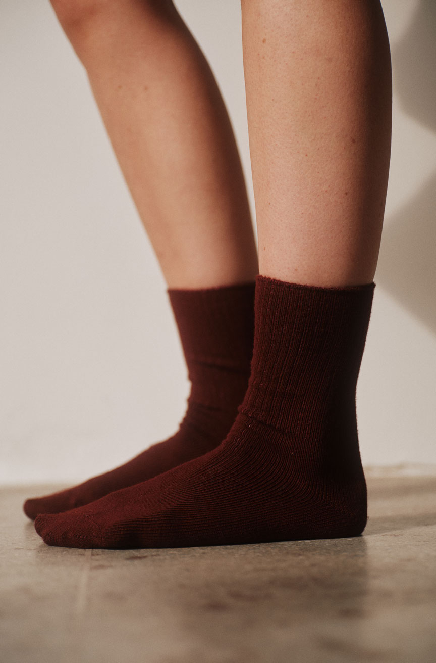 AMO Denim | Soft Rib Sock in Burgundy – A M O