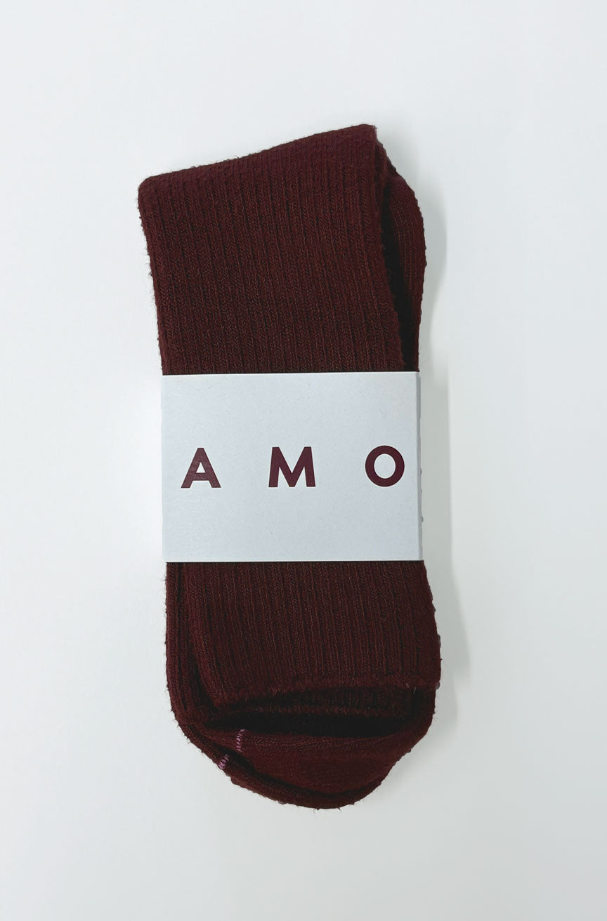 AMO Denim | Soft Rib Sock in Burgundy