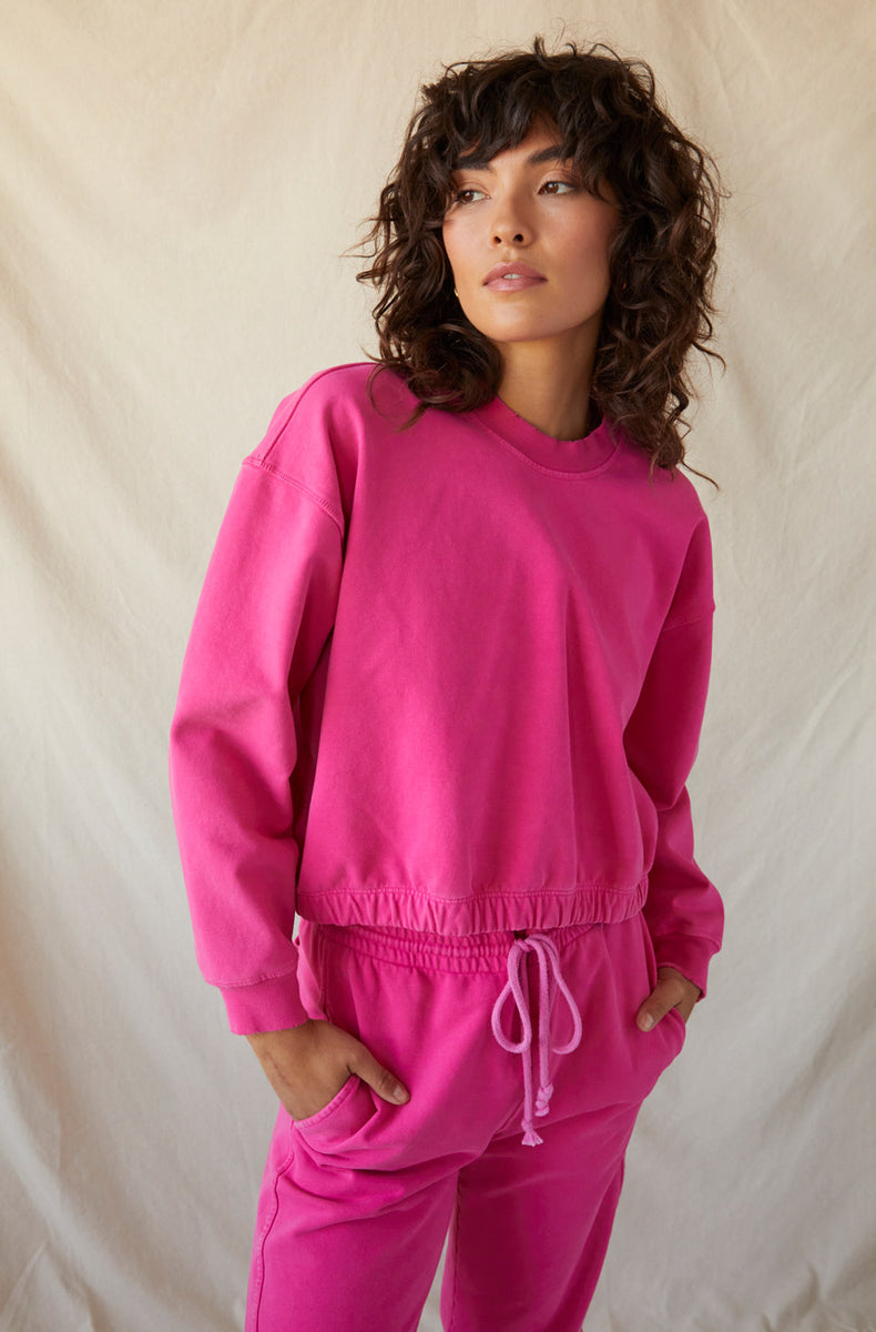 Hot pink sweatshirt sales and sweatpants set