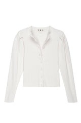 AMO Puff Sleeve Cardigan in Vintage White