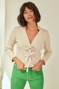 AMO Bow Cardigan in Bare