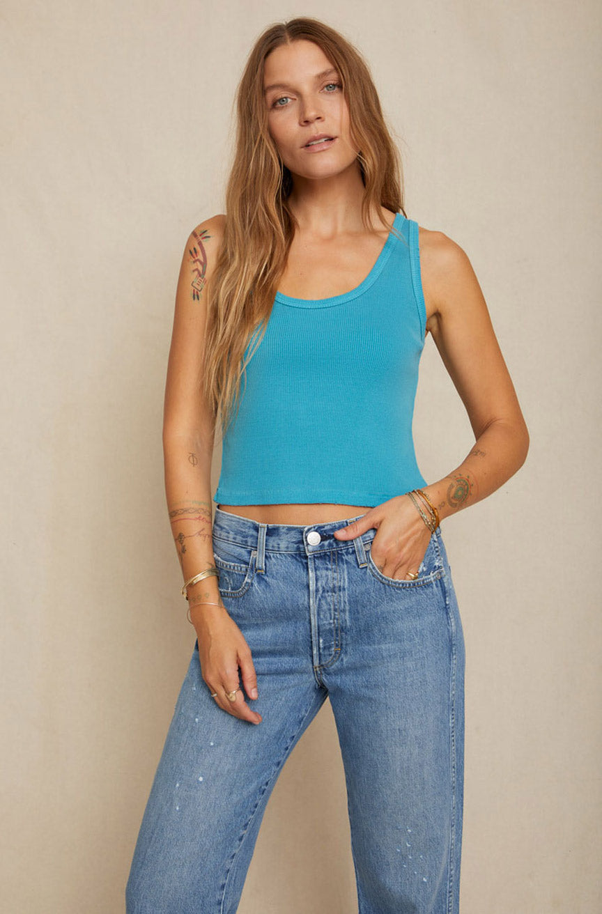 Crop Rib Tank  Ocean