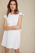 AMO Denim Flutter Tee Dress in White