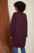 AMO Denim Ida Long Wool Coat in Winetasting