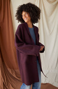 AMO Denim Ida Long Wool Coat in Winetasting