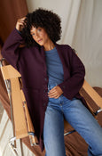 AMO Denim Ida Long Wool Coat in Winetasting