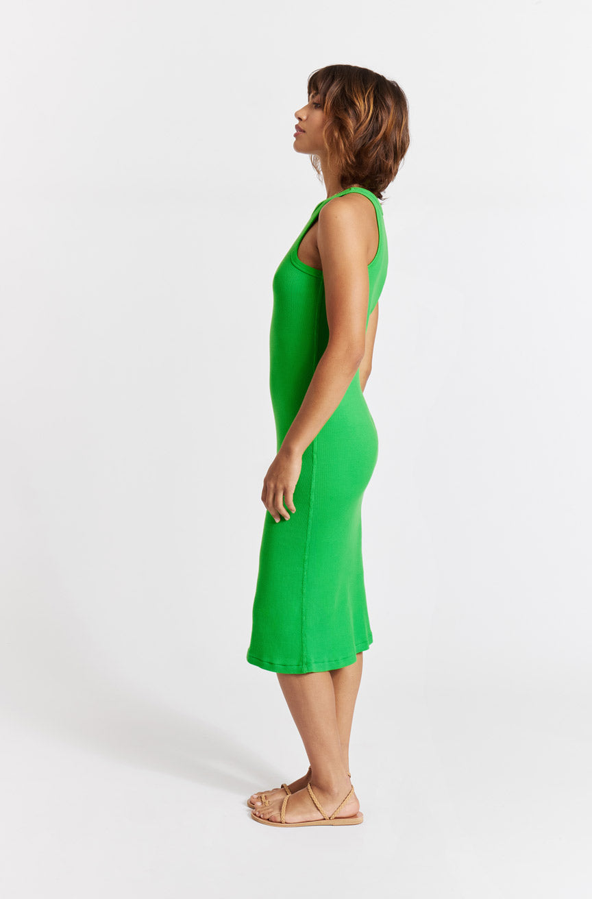 AMO Denim Muscle Tank Dress in Grass