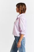 AMO Denim Ruth Crop Shirt in Blushing Stripe