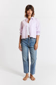 AMO Denim Ruth Crop Shirt in Blushing Stripe