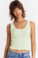 AMO Denim Crop Rib Tank in Kiwi