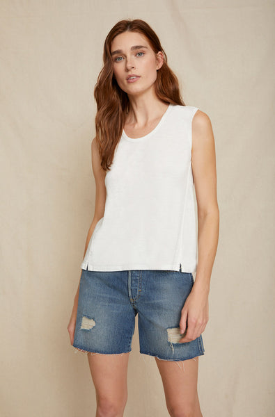 Scoop Neck Muscle Tee <br> White